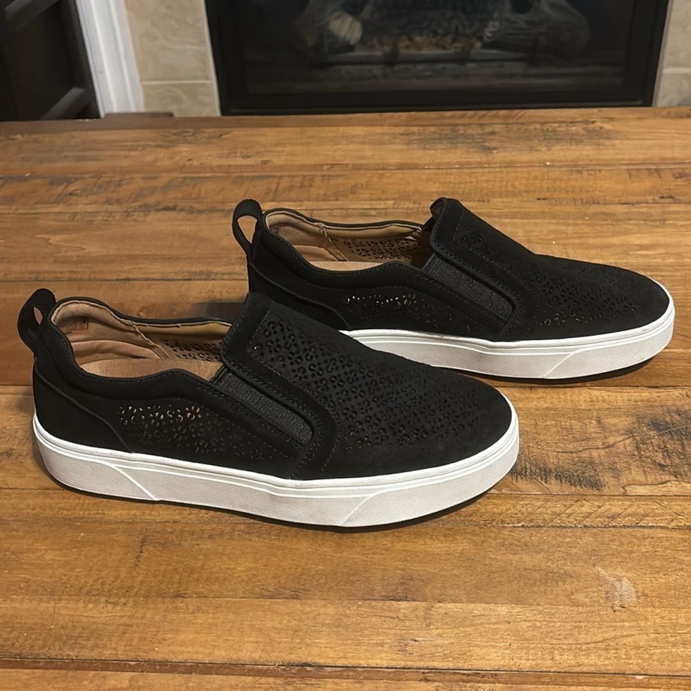 Vionic black suede slip on sneakers